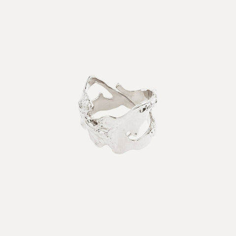 COMPASS organic shaped ring silver-plated