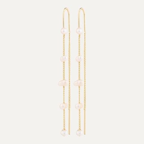 ZENAIA pearl chain earrings gold-plated