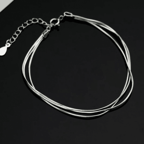 925 silver multi layer chain bracelet