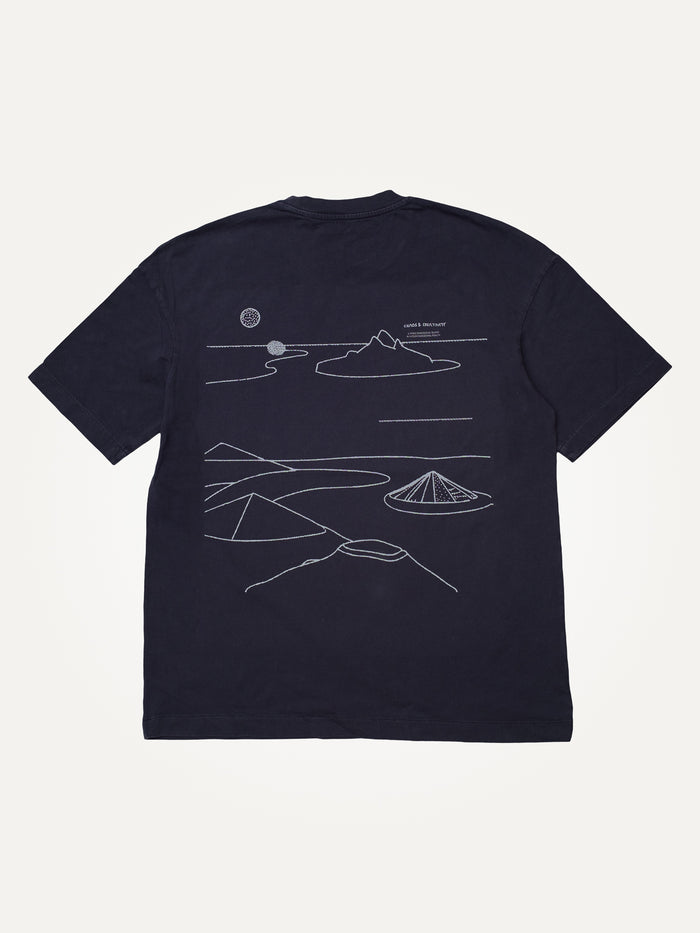 navy Unisexe organic T-shirt island lines chaos and creativity