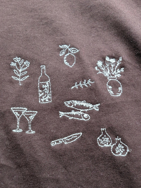 dinner with friends brown organic boxy tee