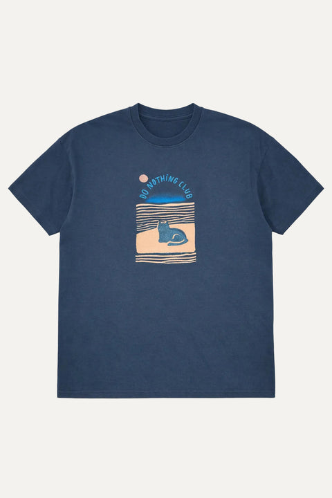 do nothing club vintage navy heavyweight organic cotton tee