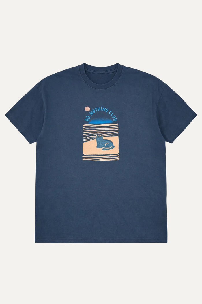 do nothing club vintage navy heavyweight organic cotton tee