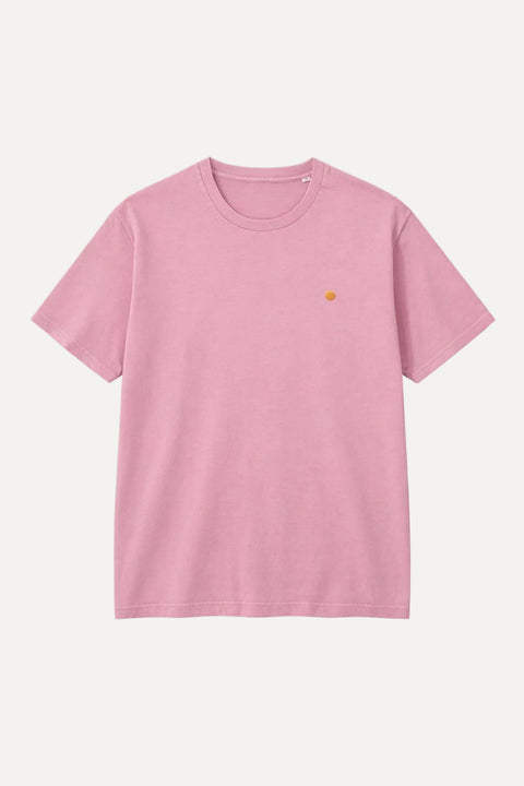 Yellow dot Pink vintage washed organic cotton t-shirt