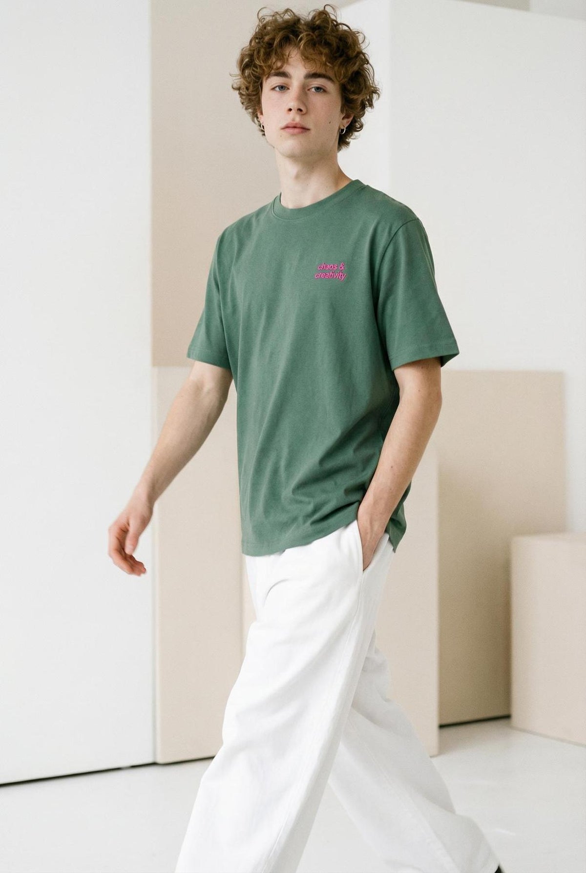 Chaos and Creativity embroidery logo greenbay organic loose fit