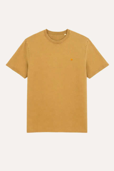 Yellow dot Ochre vintage washed organic cotton t-shirt