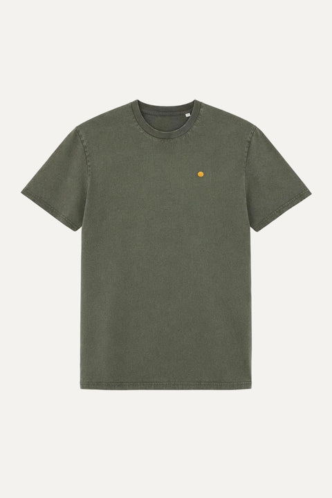 yellow dot Khaki vintage washed organic cotton t-shirt