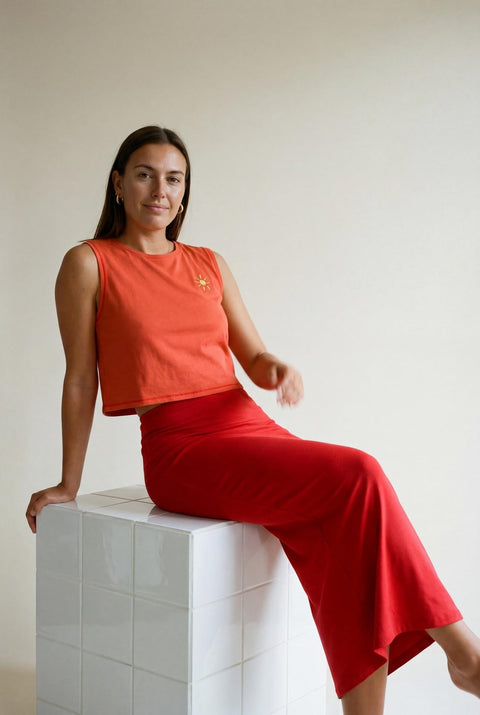 cropped tank washed paprika organic cotton