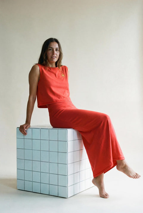 cropped tank washed paprika organic cotton