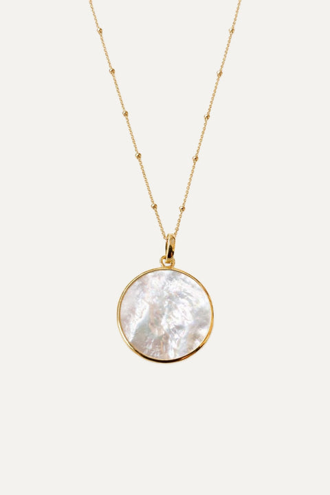 mother of pearl disk necklace