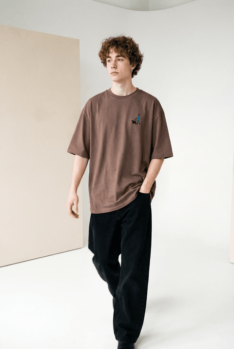 Man and Dog Mocha Brown Oversized Organic Cotton T-Shirt