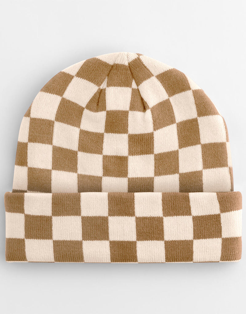 Checkerboard Beanie Biscuit/Almond