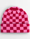 Checkerboard Beanie Classic Red/True Pink