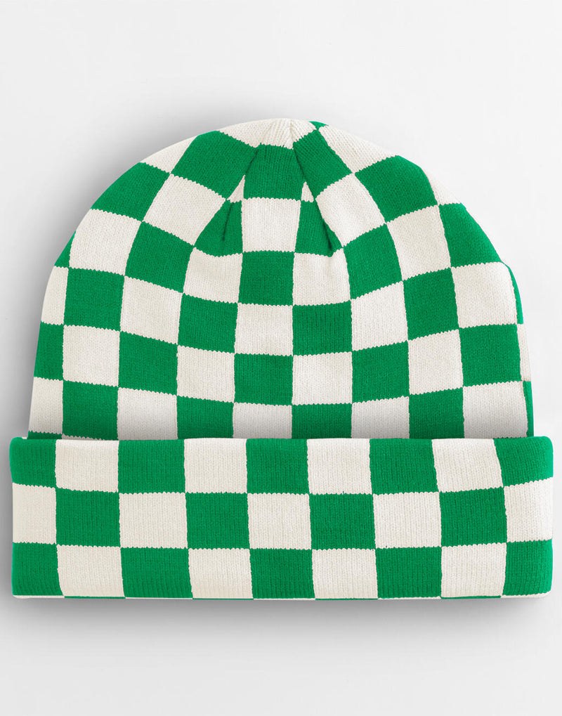 Checkerboard Beanie Kelly Green/Off White