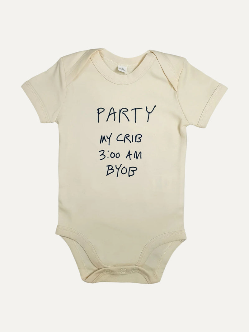 party my crib romper organic cotton