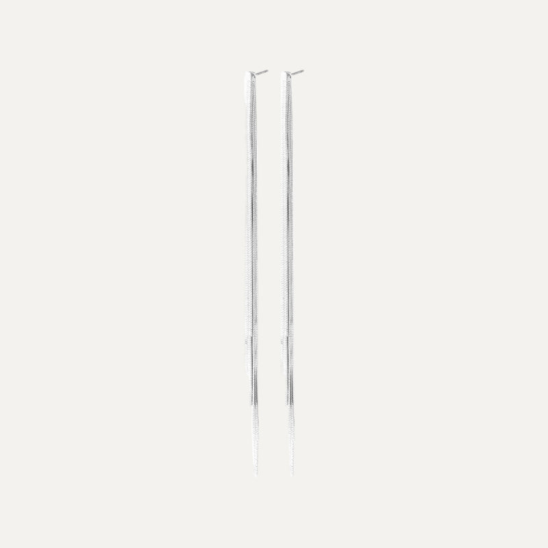 Two metallic poles on a white background
