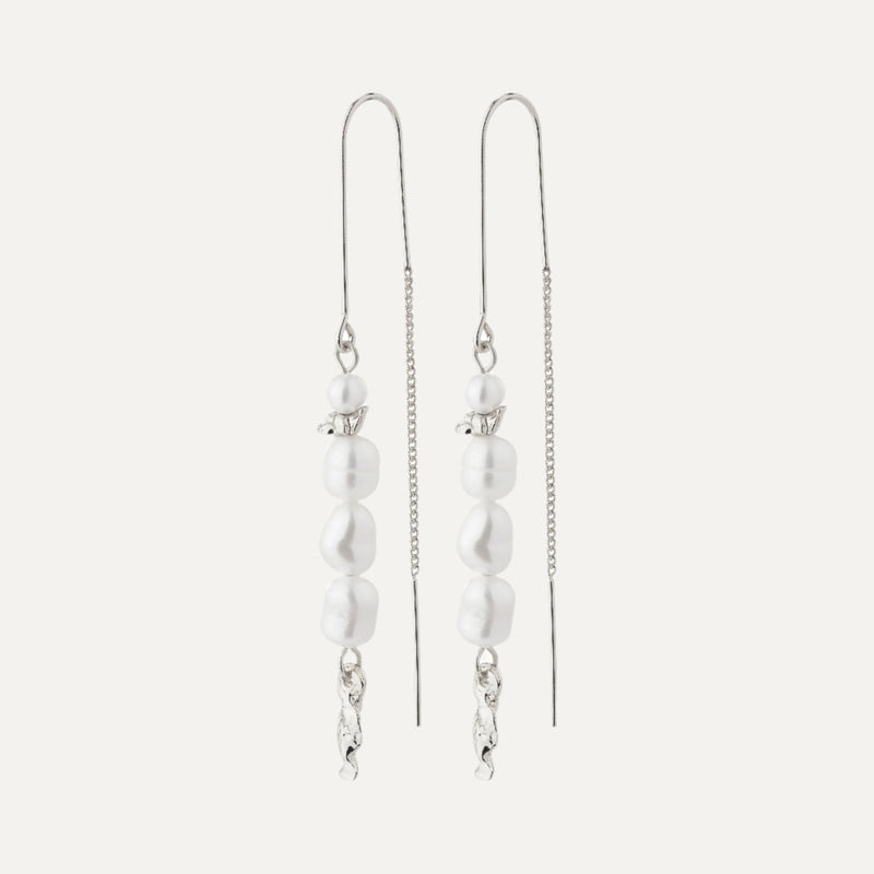 BERTHE pearl chain earrings silver-plated