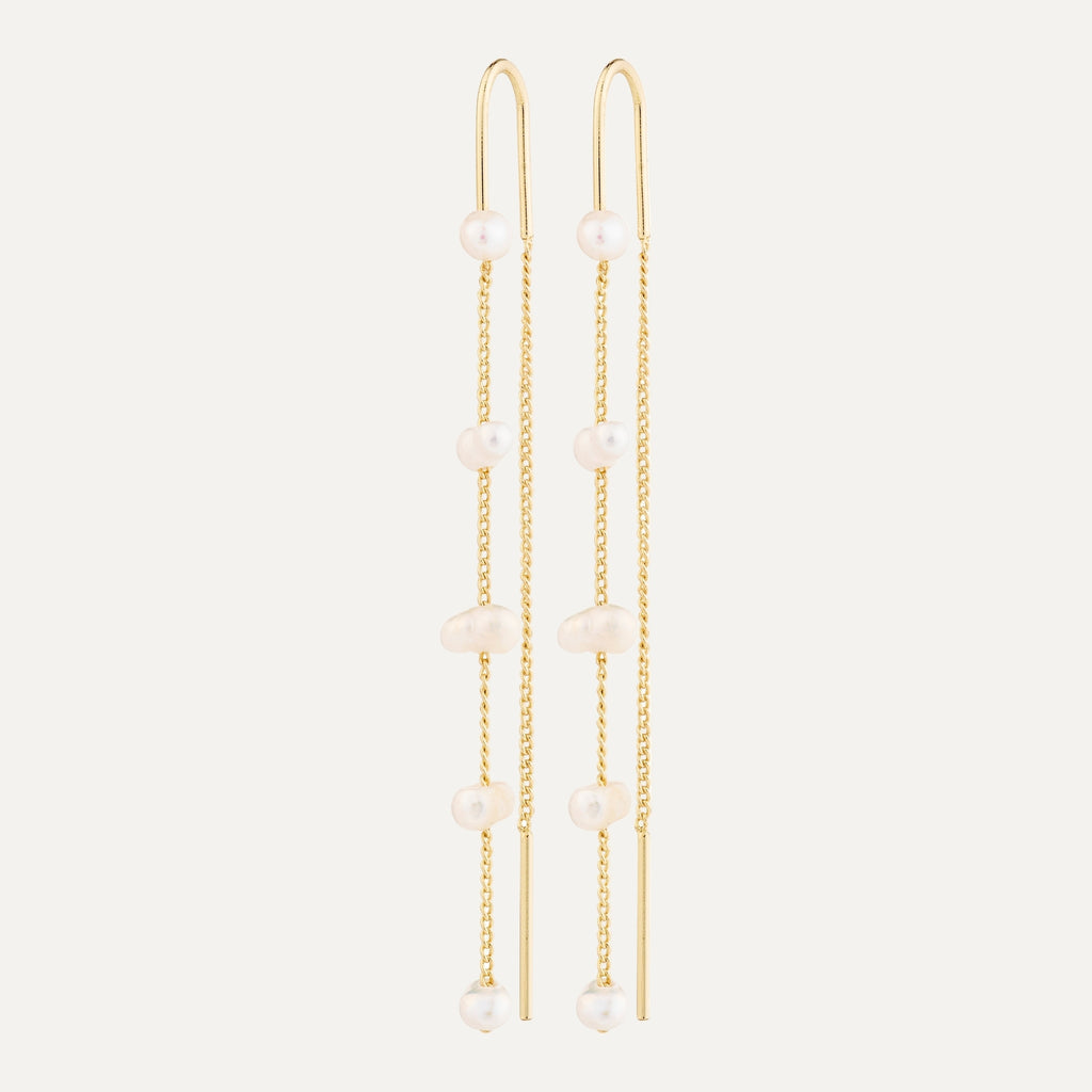 ZENAIA pearl chain earrings gold-plated