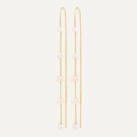 ZENAIA pearl chain earrings gold-plated