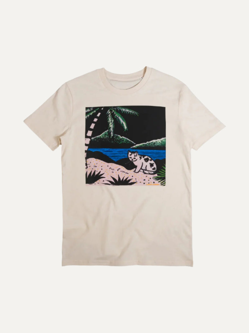 a cat trapped on an island organic cotton unisex t-shirt
