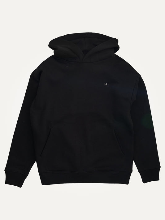Micro smiley hoodie black unisex organic cotton