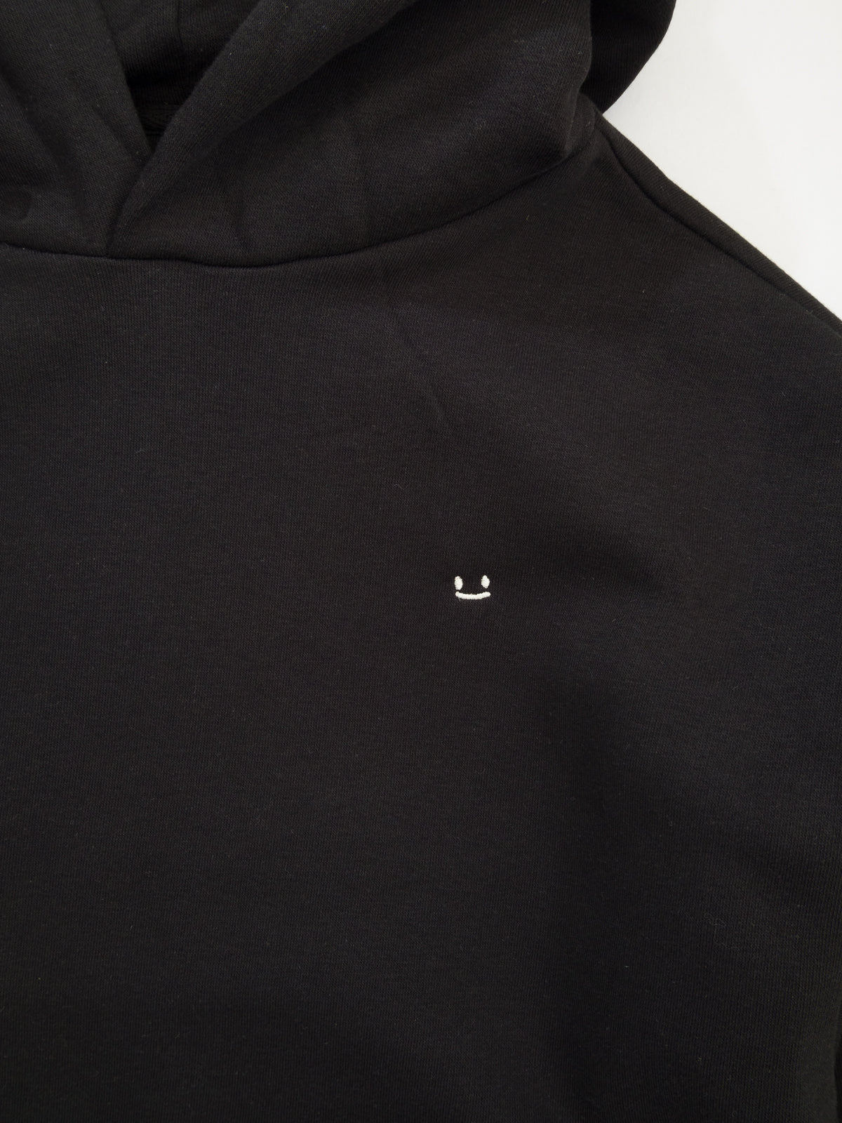 Micro smiley hoodie black unisex organic cotton