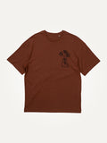 oversized organic t-shirt cappucino brown with flower