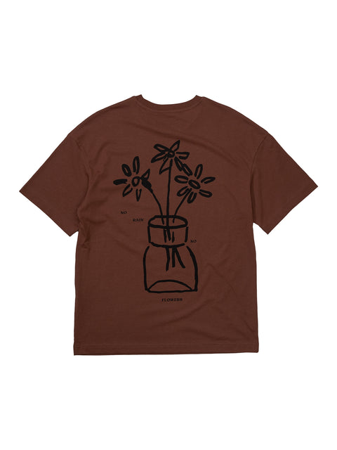 oversized organic t-shirt cappucino brown with flower