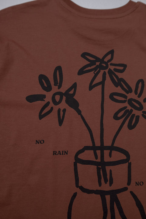 oversized organic t-shirt cappucino brown with flower