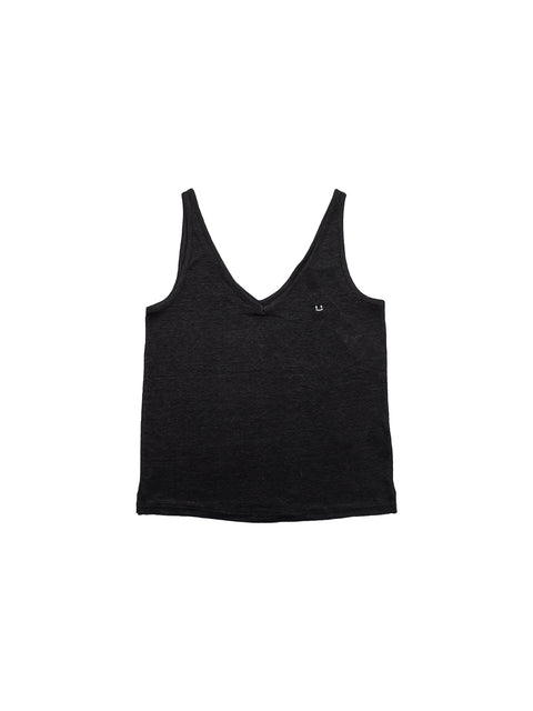 linen tank top black micro smiley