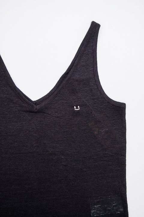 linen tank top black micro smiley