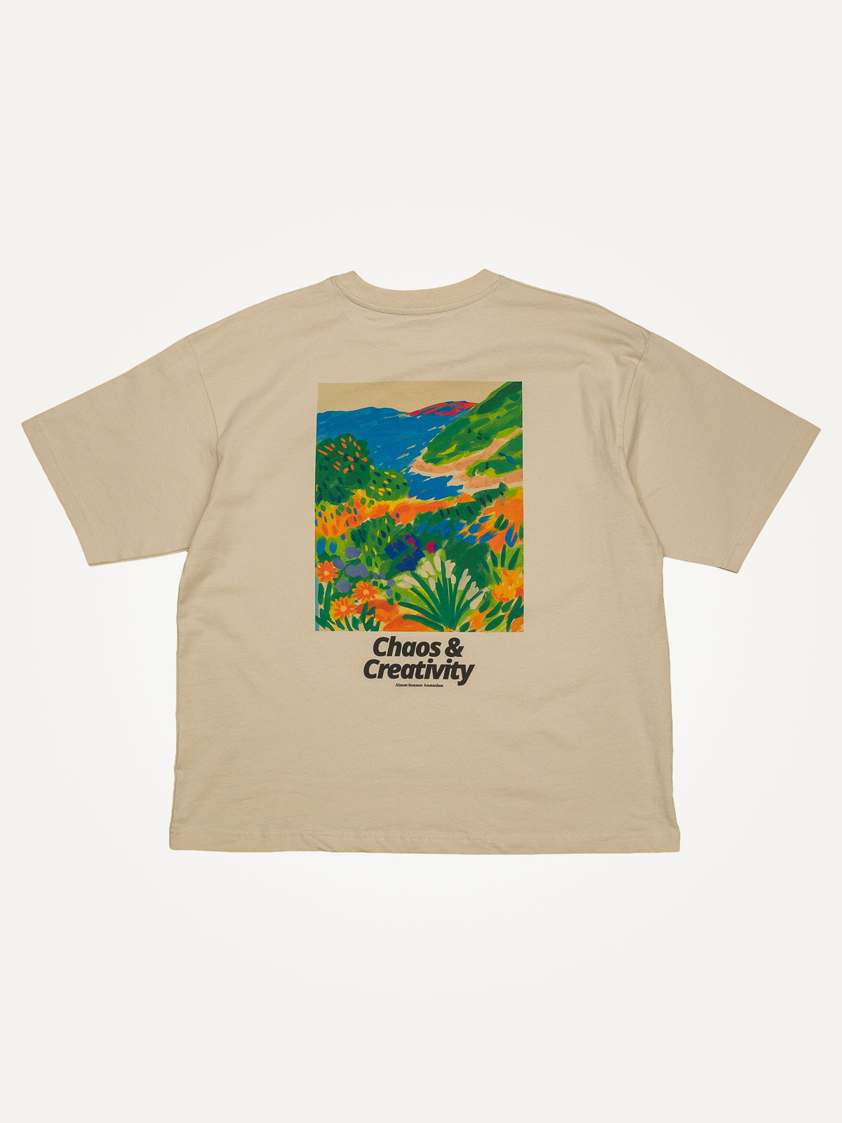 Chaos and Creativity ecru organic oversized organic  T-shirt