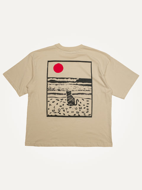 cat on the beach heavy oversized organic t-shirt