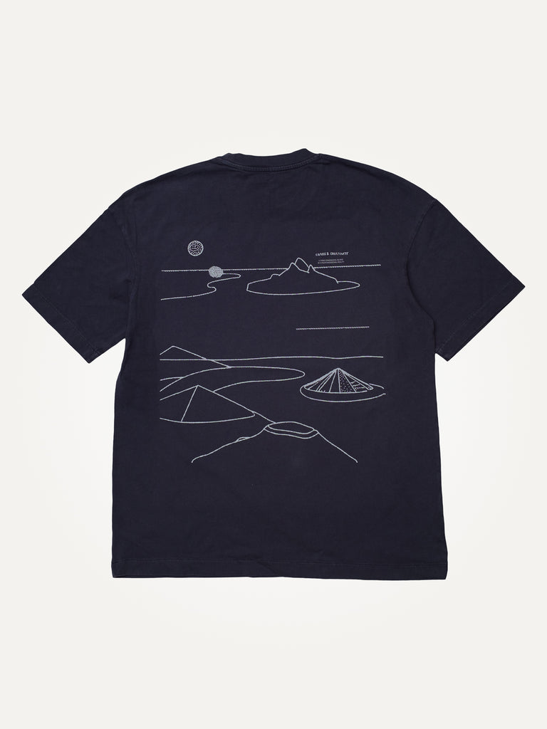 navy unisex organic t-shirt island lines chaos and creativity