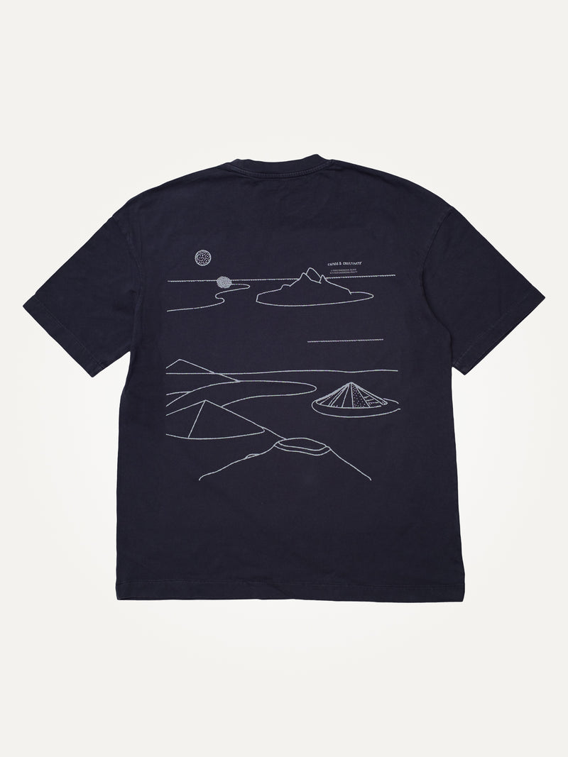 navy unisex organic t-shirt island lines chaos and creativity