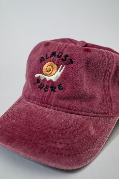 almost there faded dad hat faded wine