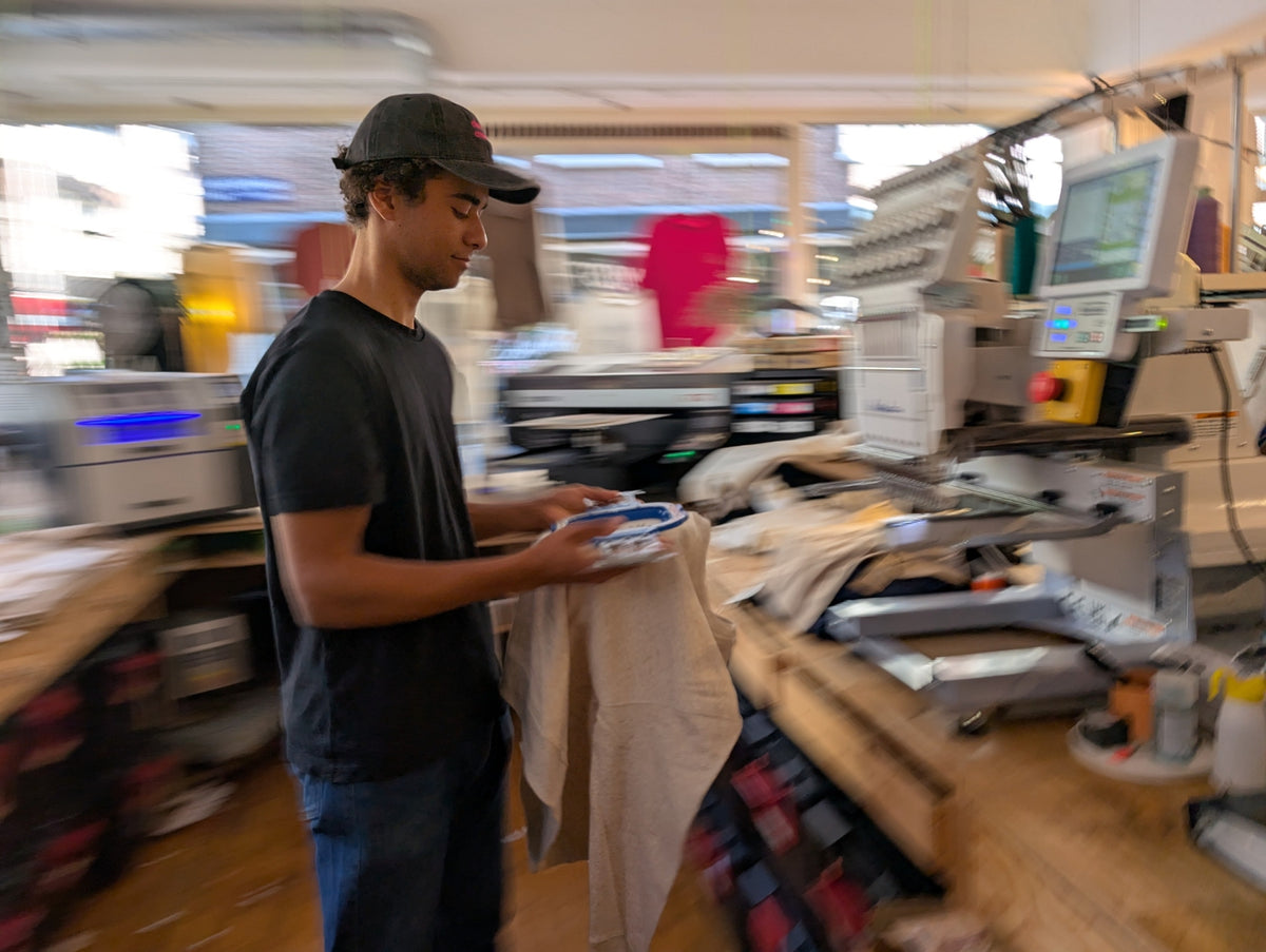 All printed and embroidered in Amsterdam...