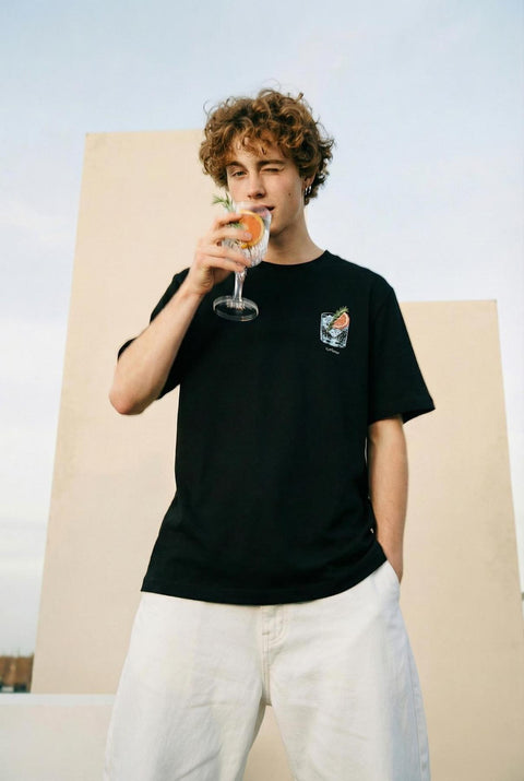 Good Enought cocktail black organic cotton t-shirt