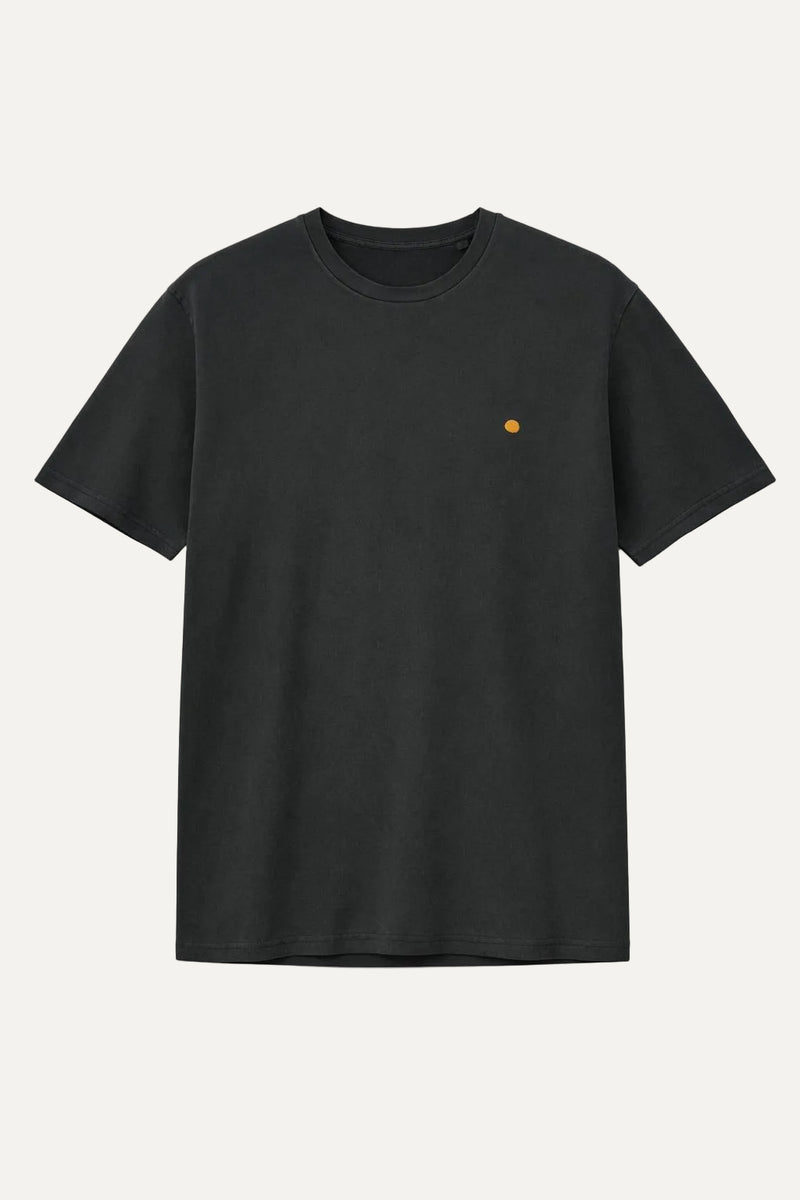 Yellow dot vintage black vintage washed organic cotton t-shirt