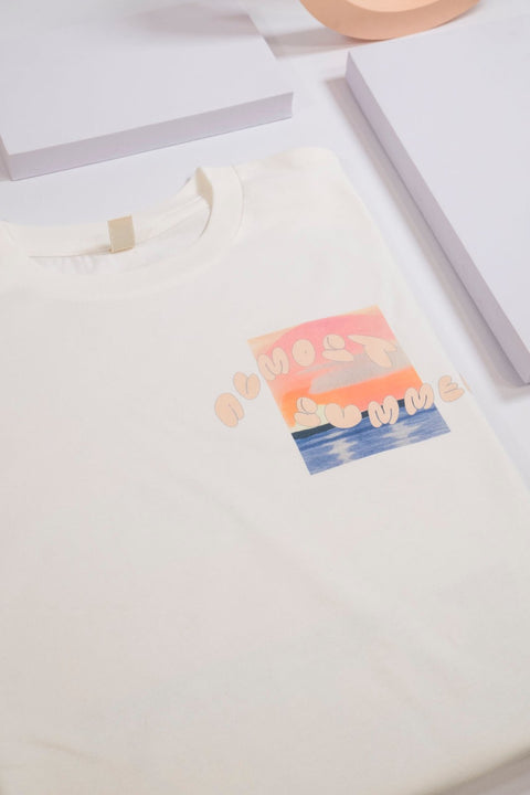 almost summer sunset border unisex organic cotton t-shirt te koop bij Almost Summer Amsterdam 10017