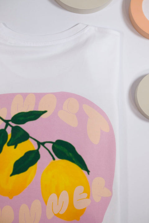 almost summer white organic unisex lemon t-shirt te koop bij Almost Summer Amsterdam 10686