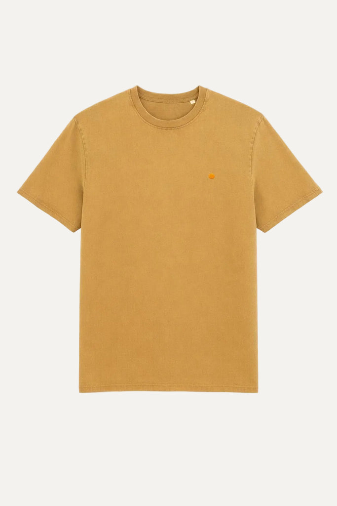 Yellow dot Ochre vintage washed organic cotton t-shirt