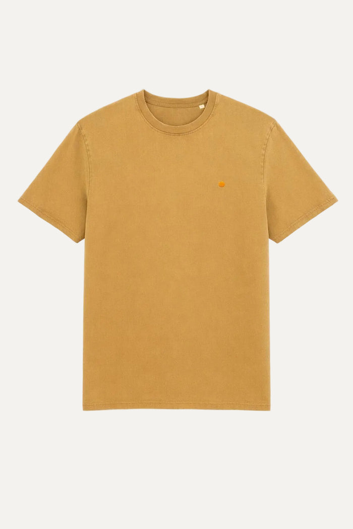 Yellow dot Ochre vintage washed organic cotton T-shirt