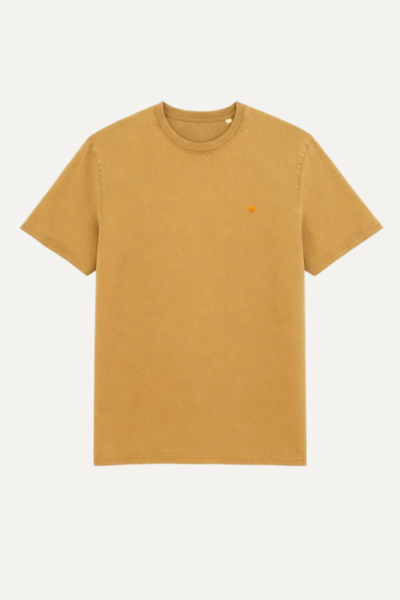 Yellow dot Ochre vintage washed organic cotton t-shirt