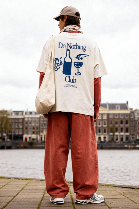 do nothing club unisex creamy white t-shirt with back print
