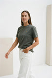 yellow dot Khaki vintage washed organic cotton t-shirt
