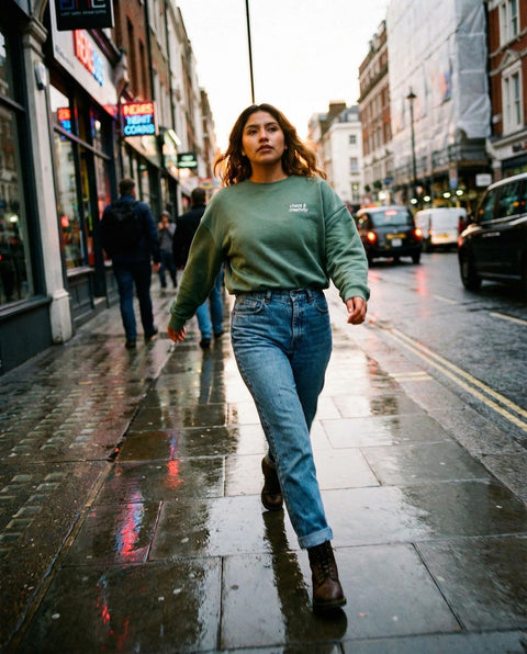 Chaos & Creativity green womens cropped organic cotton sweater