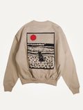 cat on the beach desert dust unisex organic cotton sweater te koop bij Almost Summer Amsterdam 11114