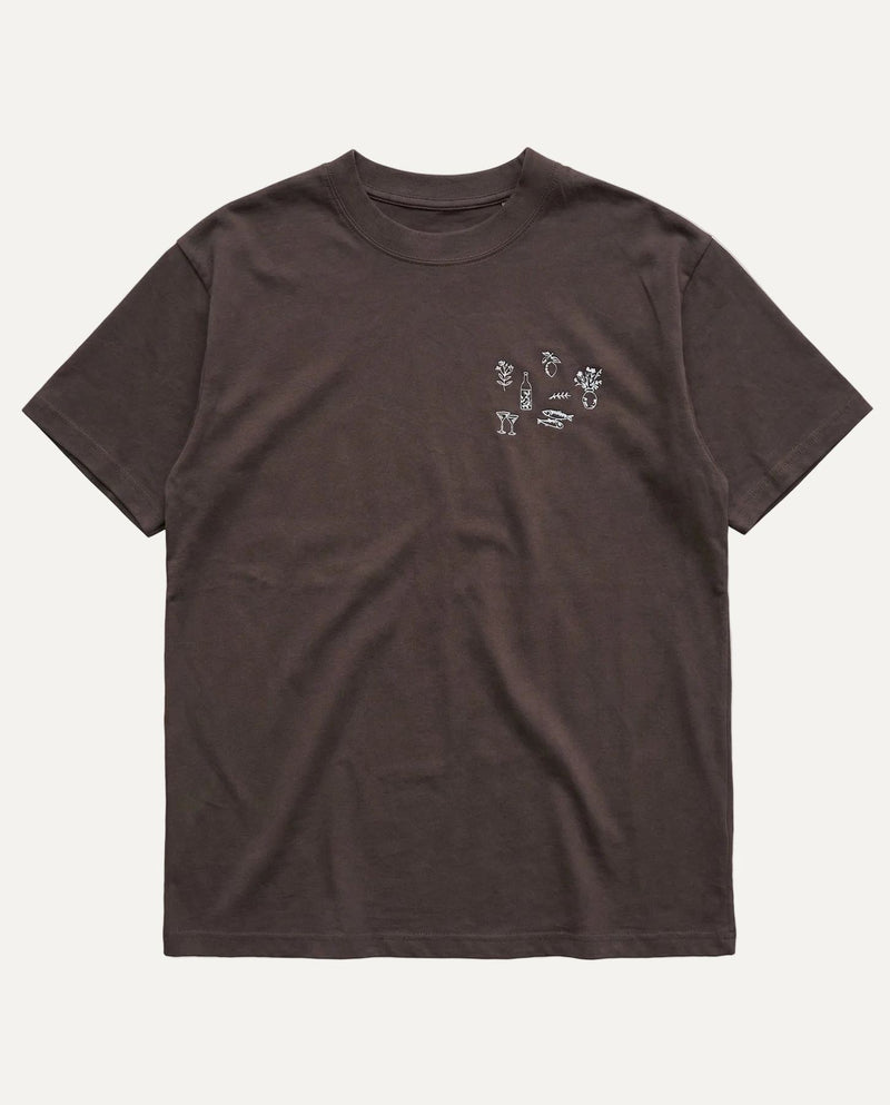 dinner with friends brown organic boxy tee