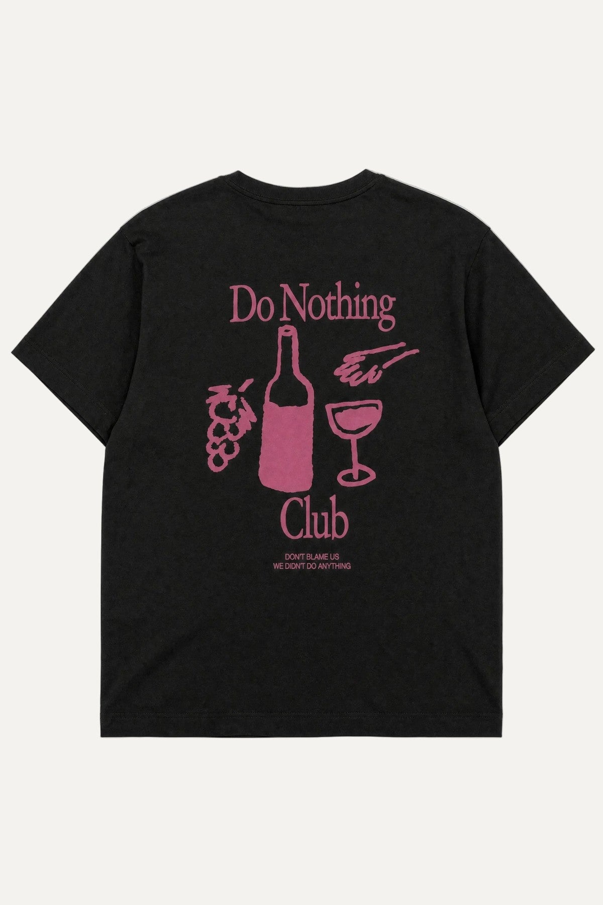 do nothing club black Unisexe T-shirt with fuchsia print